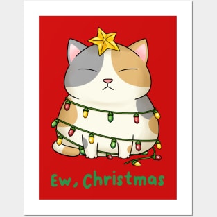 Ew Christmas Cute Calico Cat Christmas Tree Posters and Art